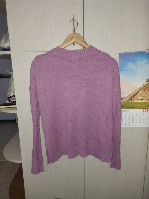 Sinsay pulover mov tricotat torsade, mărimea M