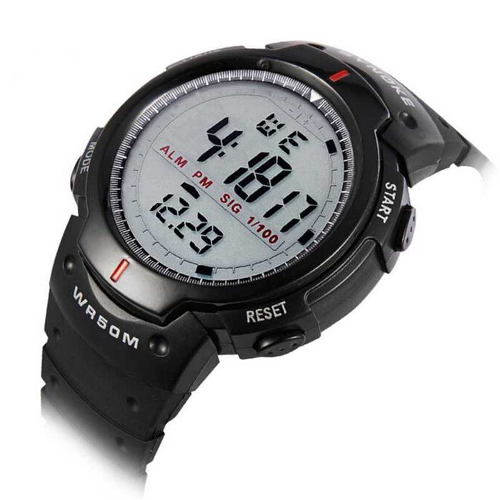 Солиден водоустойчив мъжки спортен часовник SYNOKE 61576 ABS PU