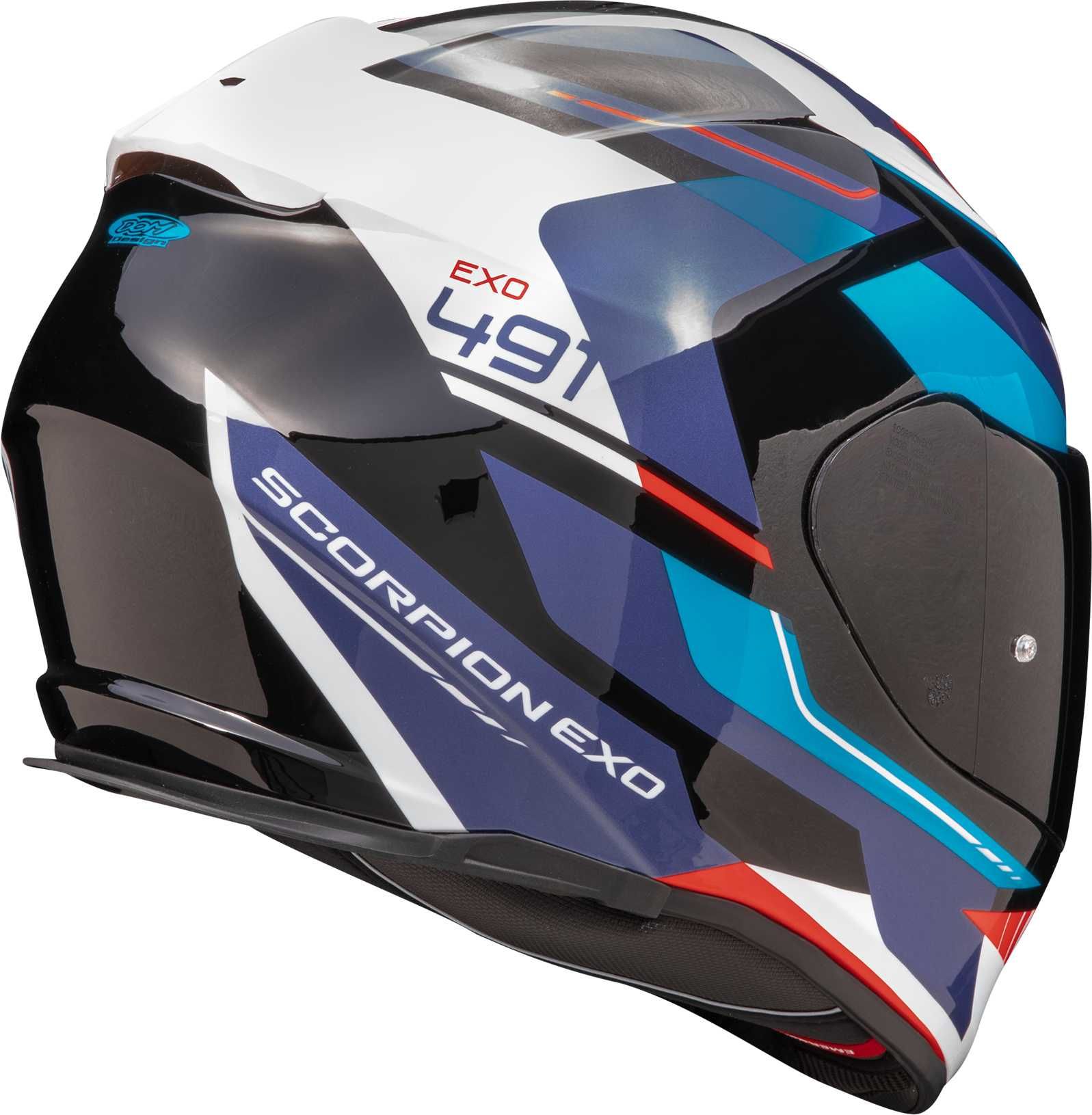 Мото каска Scorpion EXO 491 ABILIS Gloss Black/Blue/White ,очила!