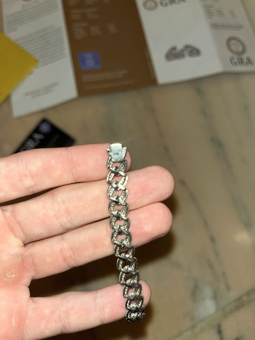 Bratara cuban MOISSANITE 8mm din argint placat cu aur alb de 18k