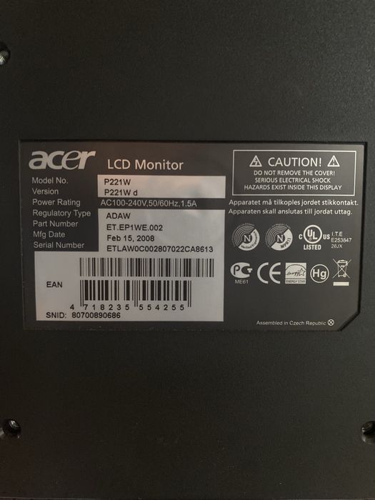 Monitor acer 60hz