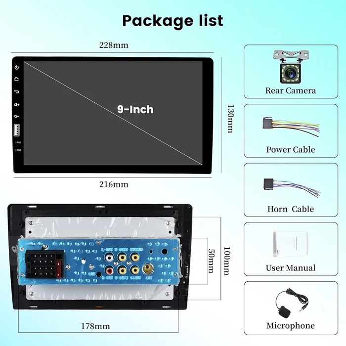 Топ Цена!9-инчовс HD LCD мултимедиа, плейър с камера за заден ход 1