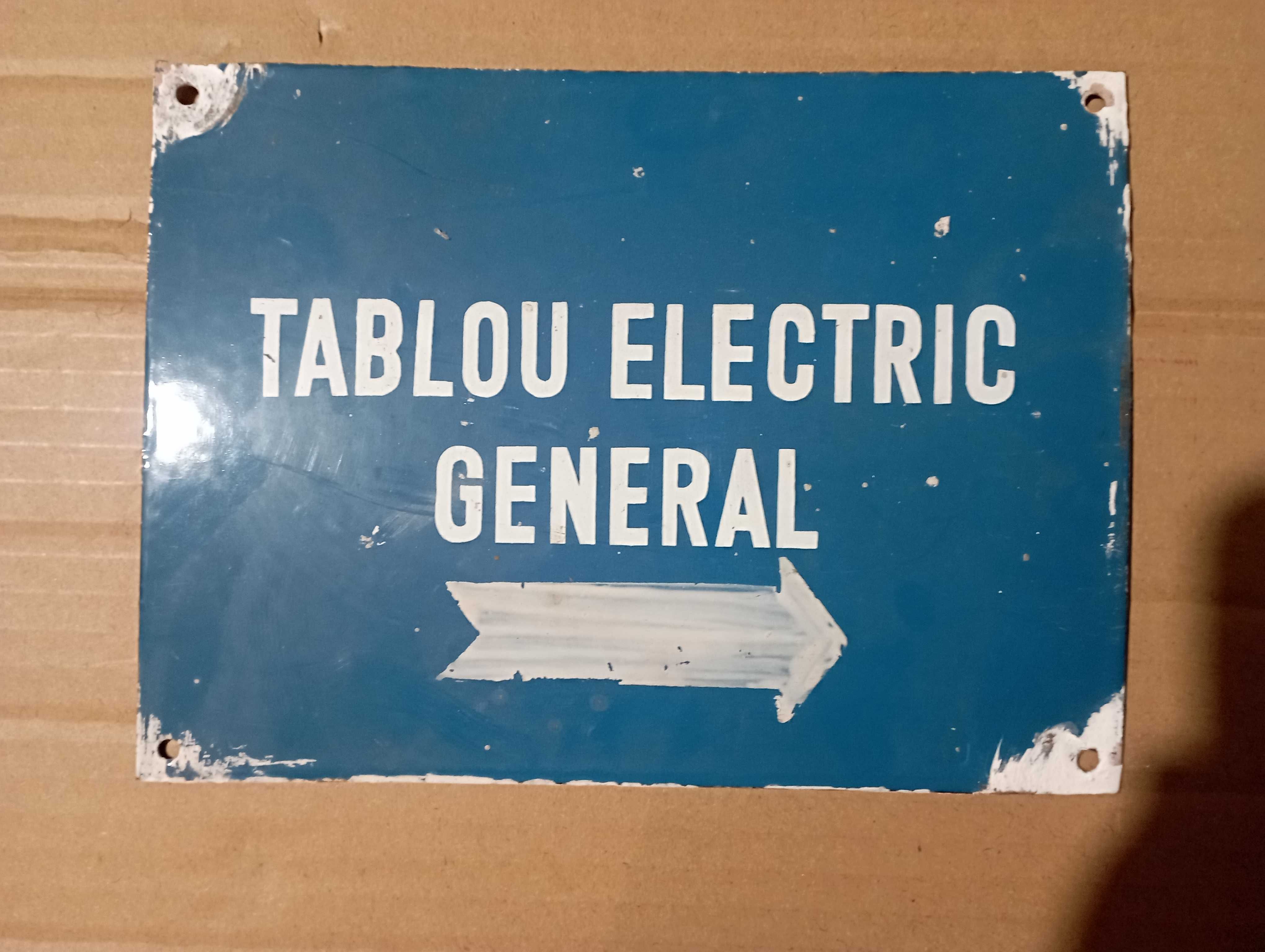 Tablou Electric - Tabla Protectia Muncii, emailata, perioada comunista