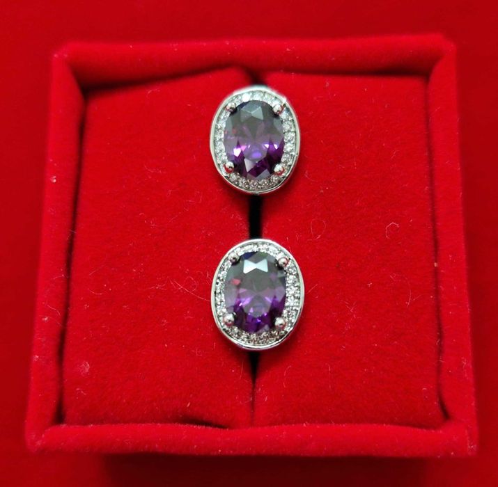 GP31,cercei placati aur 18k,incuietoare sigura, zirconiu alb/verde