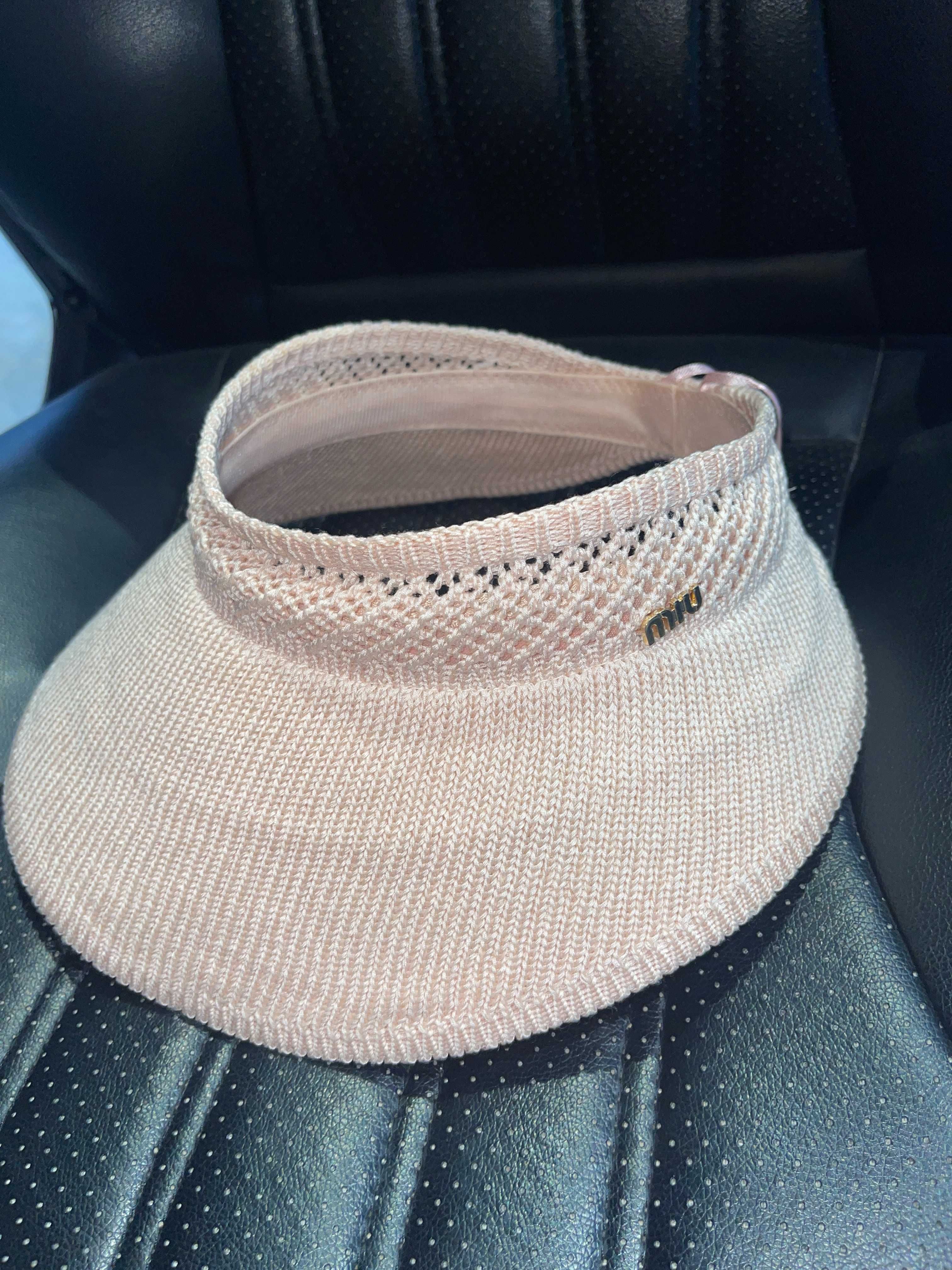 миу миумиу козирка розова плтена плажна miu miumiu