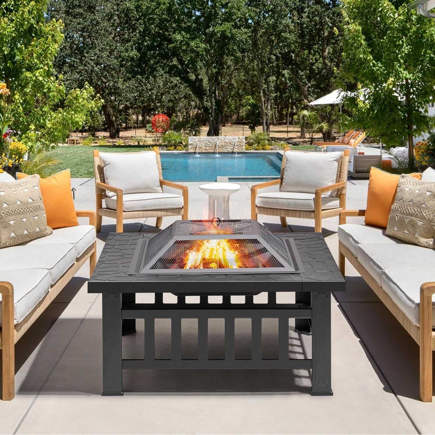Gratar patrat gradina, Fire Pit, Vatra Foc 80.5x80.5 |YT 592190 Black