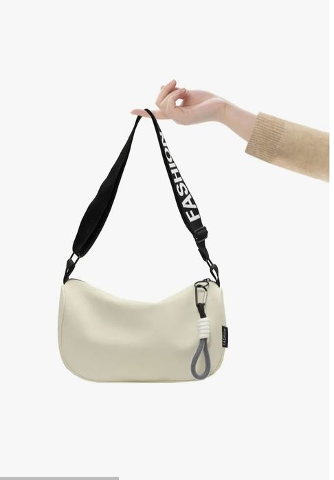 Чанта за през рамо, BLESIYA, черно-бяла, размери 30x10x18см.