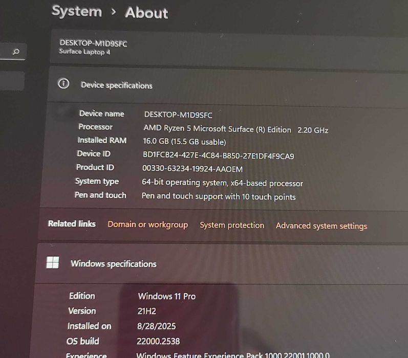 Microsoft Surface Laptop 4 Ryzen 5 Touchscreen Slim Metal 2022 Tableta