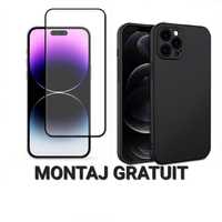 Set iphone 14 Plus Max Folie Sticla Full + Husa Slim Protectie Camera