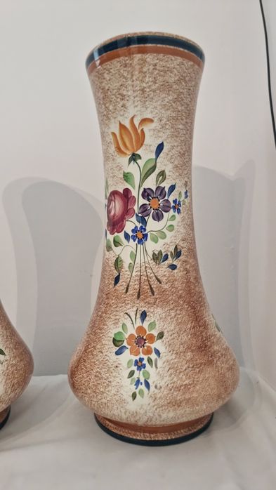 Set 2 vaze ceramice Boch Freres Keramis Belgia 1920-1940 pictate manua