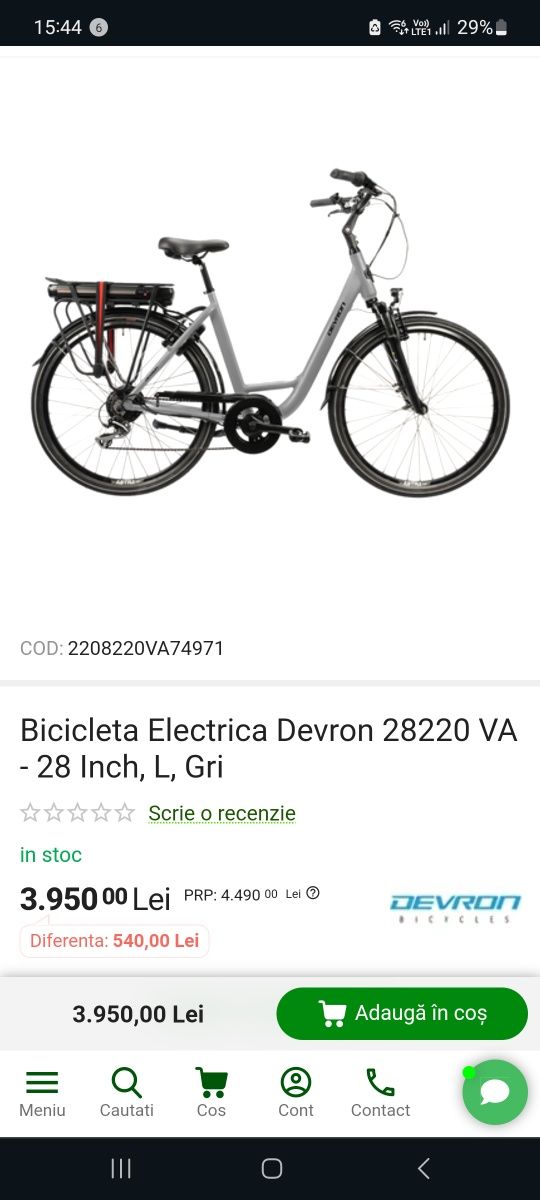 Bicicleta electrica Devron noua