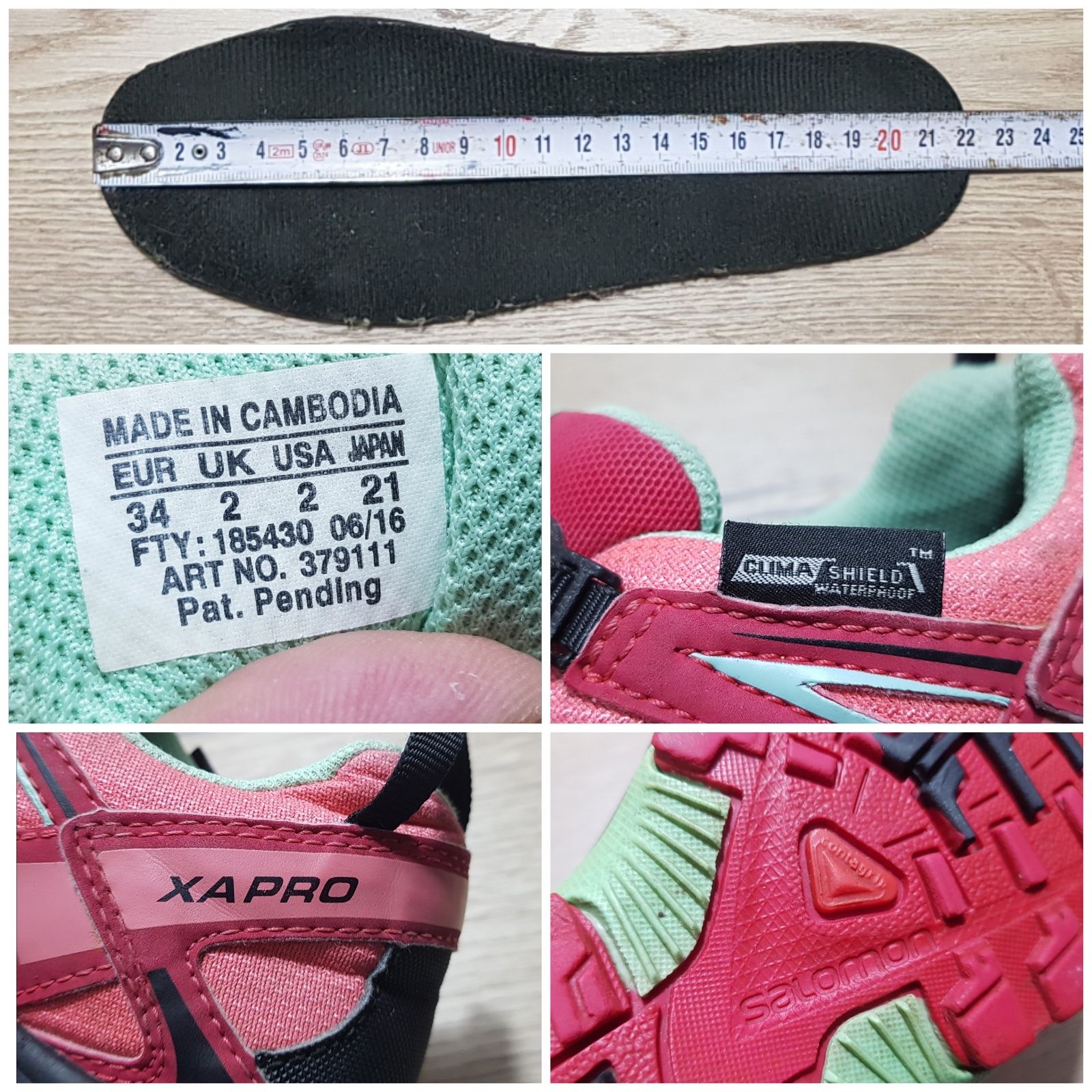 Ghete Salomon XA PRO 3D CSWP, pantofi Waterproof, nr 34 EU