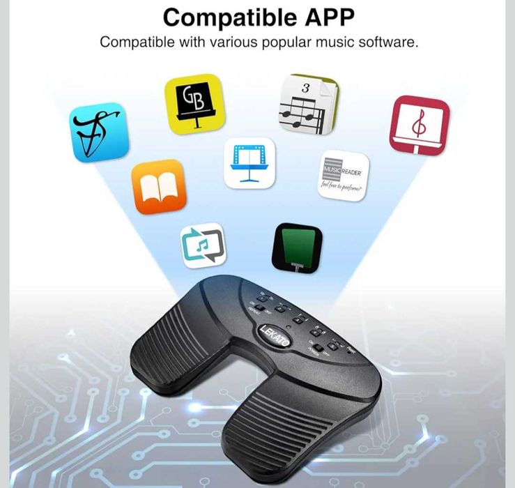 LEKATO Bluetooth педал за превъртане на страници за таблети смартфони