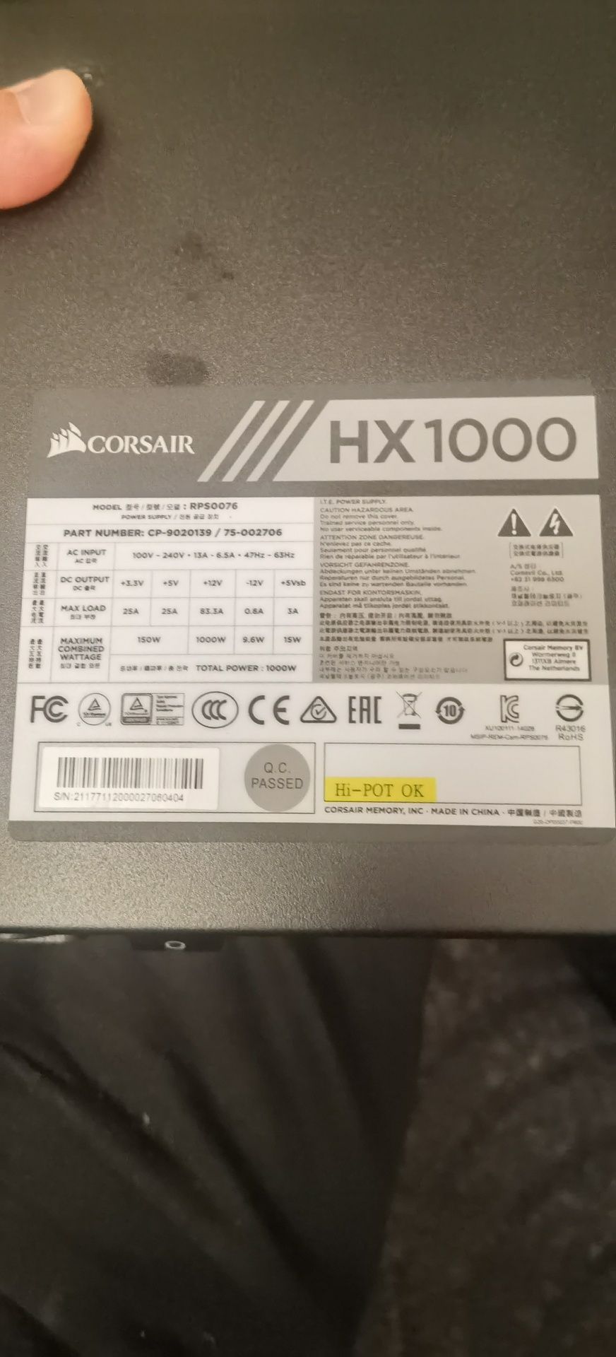 Sursa Corsair HX1000