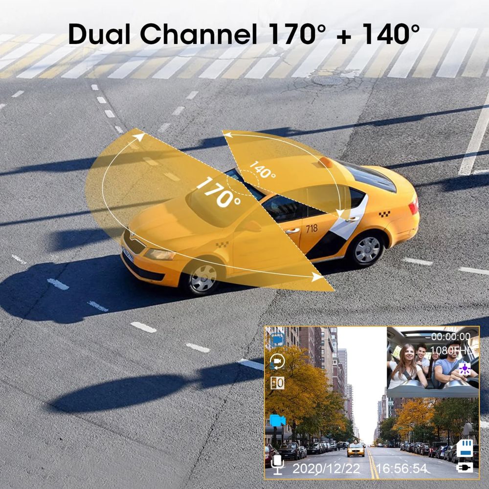 Видеорегистратор/Камера за предно и задно виждане за кола 1080p