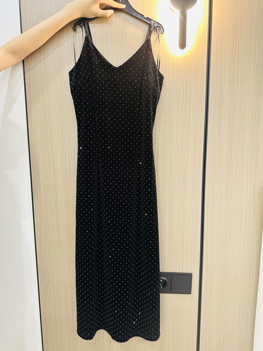 Платье велюровое со стразами XS