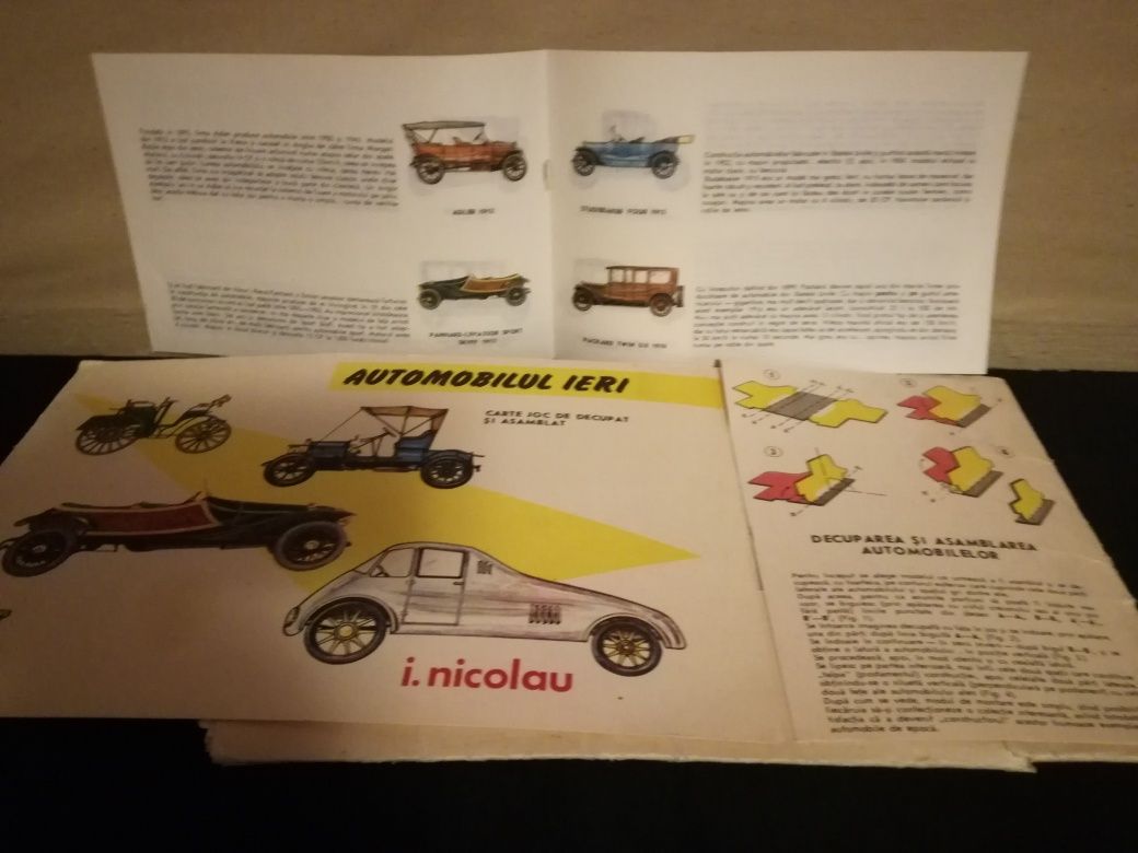 AUTOMOBILE de EPOCA - Automobilul ieri - carte joc de decupat si asamb