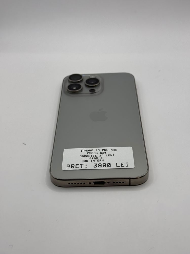 Iphone 15 Pro Max 256GB 92% Grad A Garantie 24 Luni - zonemag.ro