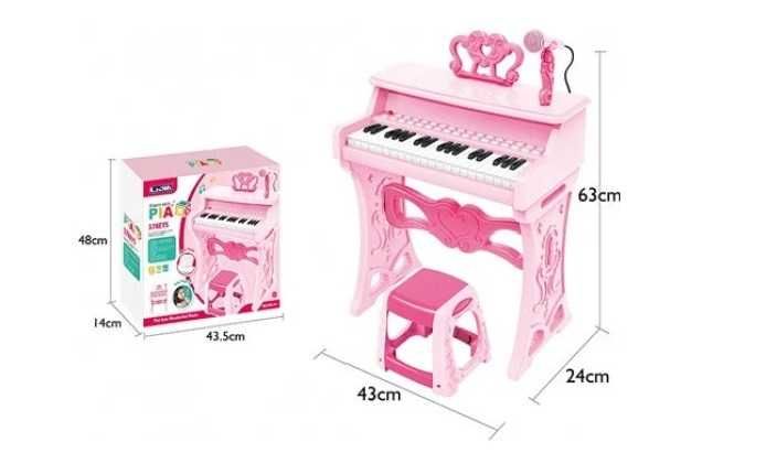 Детское пианино со стульчиком и микрофоном - розовый Код: 328-31