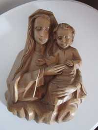cadou rar Fecioara Maria cu pruncul sculptura lemn colectie Germany'70