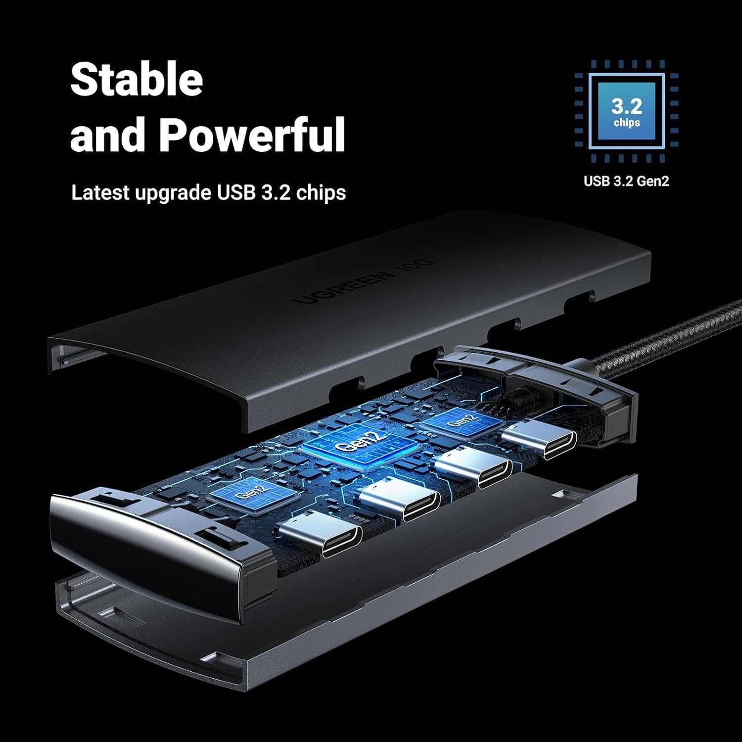UGREEN хъб 10Gbps USB C към 4 порта USB C 3.2 Gen 2, MacBook, iPad Pro