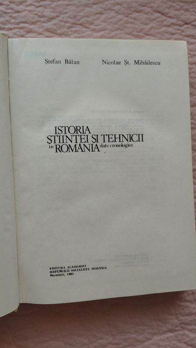 Istoria Stiintei si Tehnicii in Romania 1985