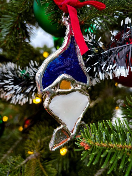 Ръчно изработени от стъкло и калай , коледни играчки за елха