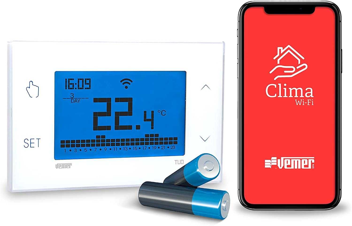 Termostat smart inteligent  centrala gaz si climatizare AC Vemer Wifi