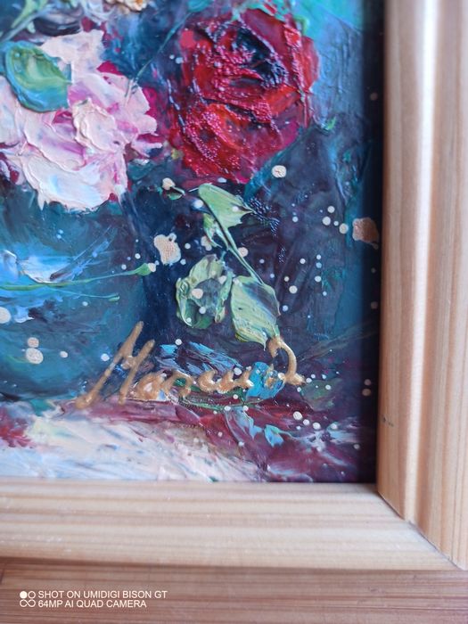 Tablou cu flori pictat de pictorița consacrată Marcu Dana