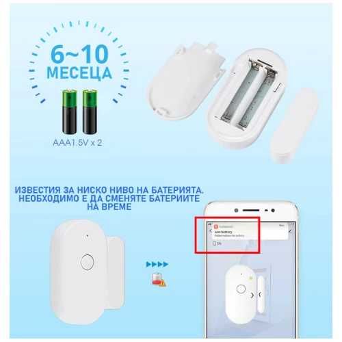 Безжична аларма за прозорци и врати с Wi-Fi управление