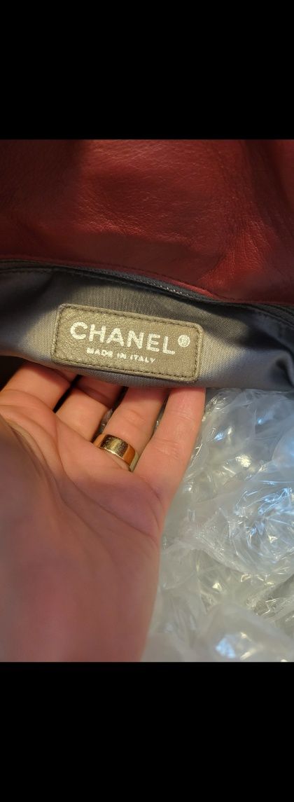 Chanel geanta piele naturala grena autentica