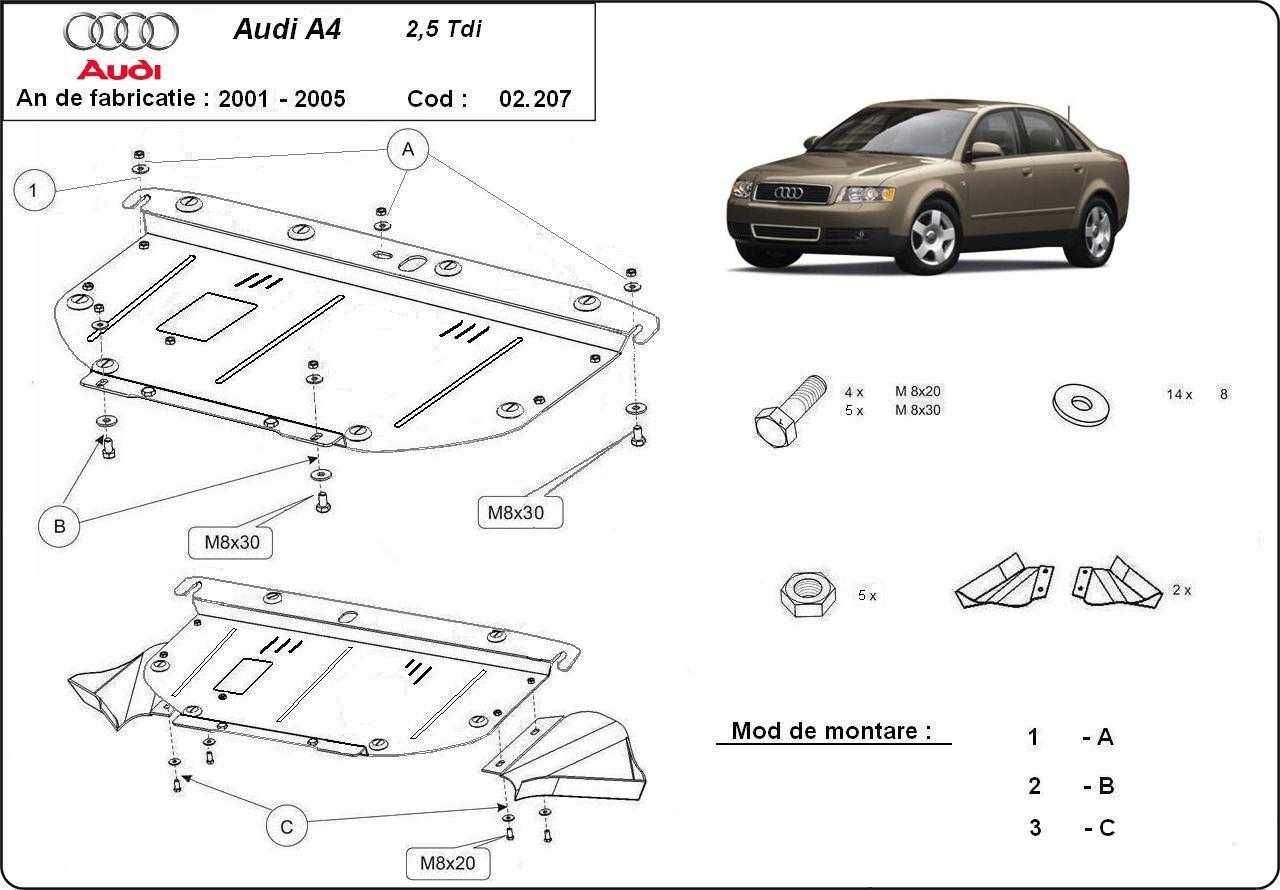 Метална кора под двигател скорости Audi A4 B6