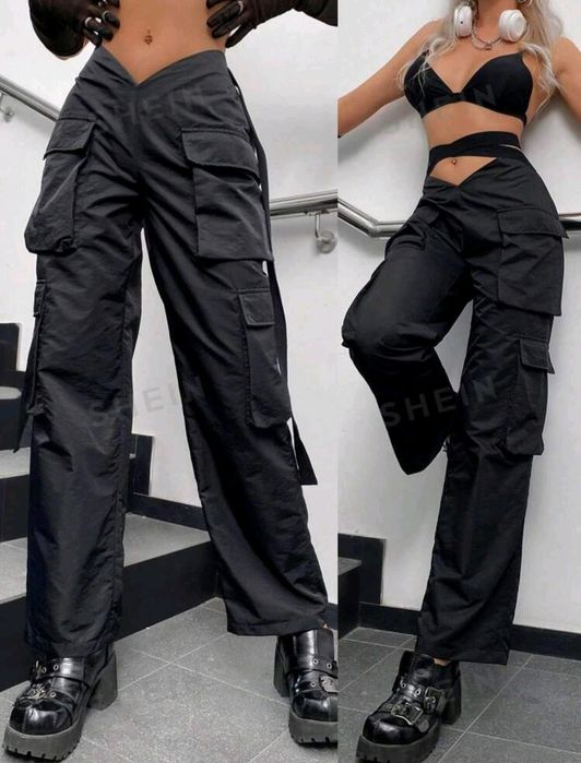 Pantaloni cargo negrii