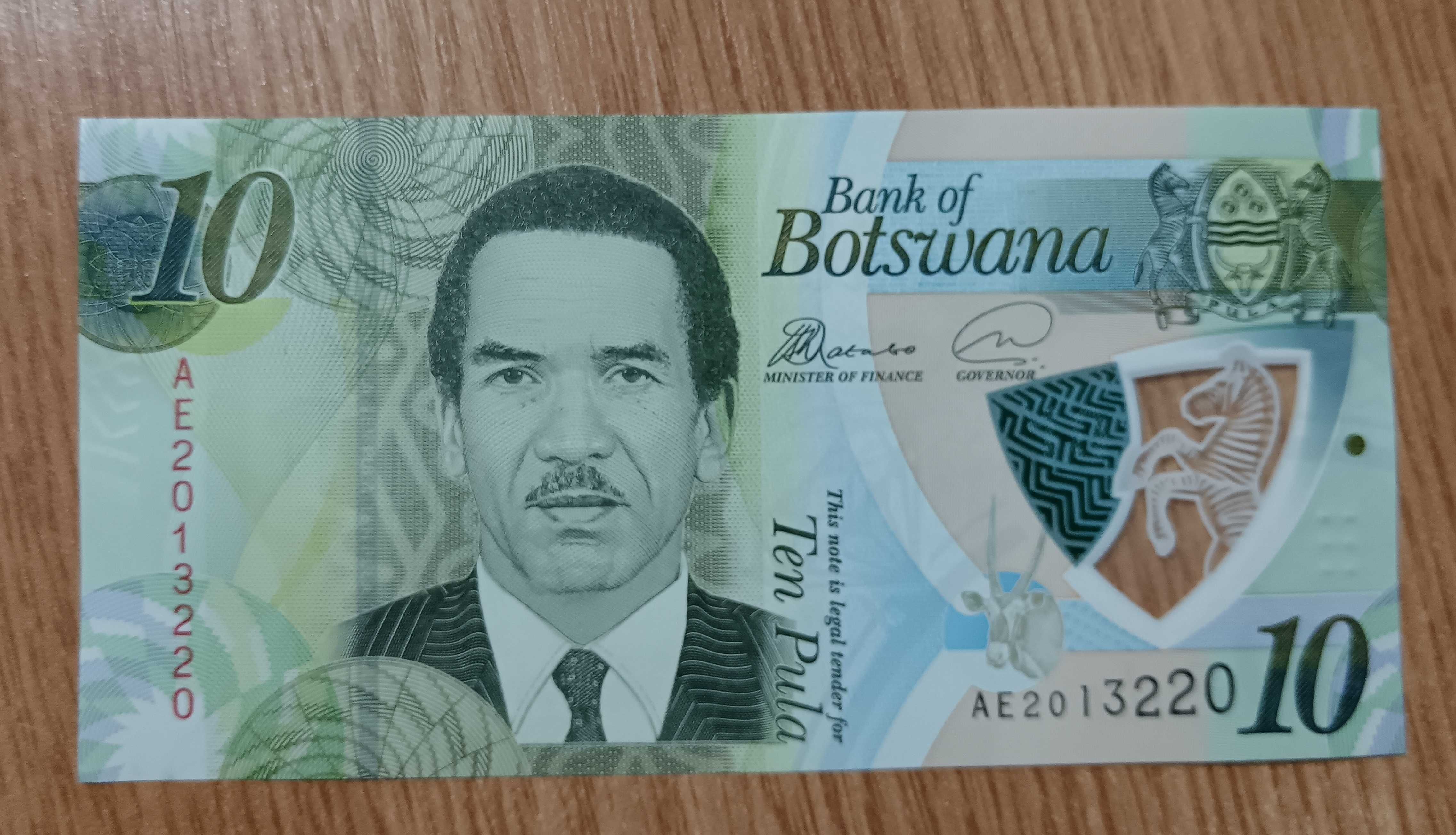 Bancnote din Botswana "Ten Pula"