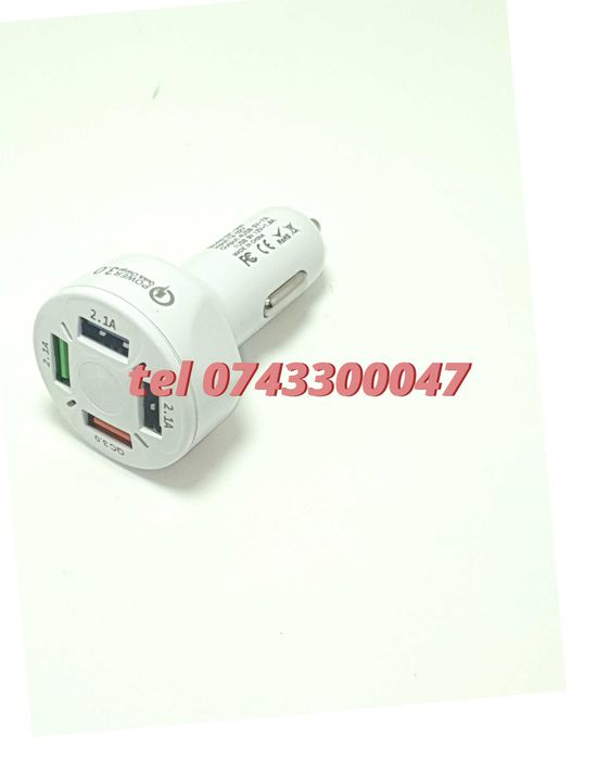 Incarcator Universal Masina Auto 4 Porturi Bricheta Usb Qc Fastcharge