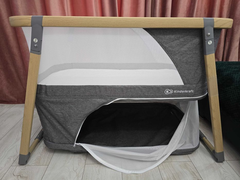 Patut 4 in 1 Kinderkraft Sofi, pliabil, functie de tarc, Gri