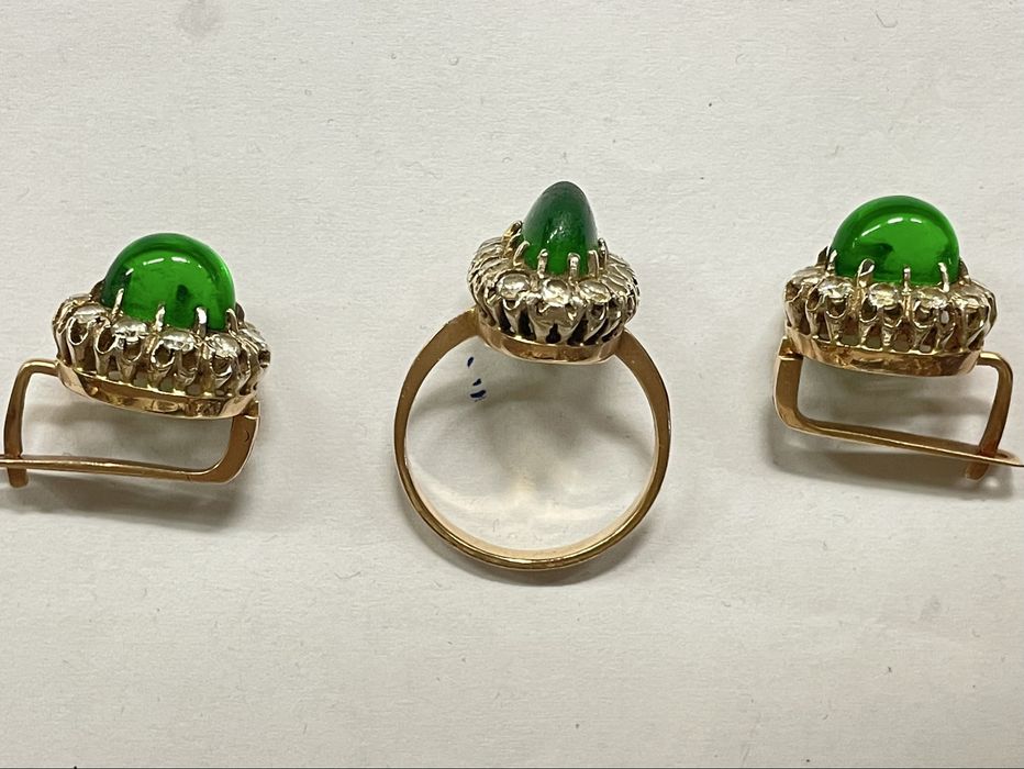 Set Cercei si inel aur 14k Rusia