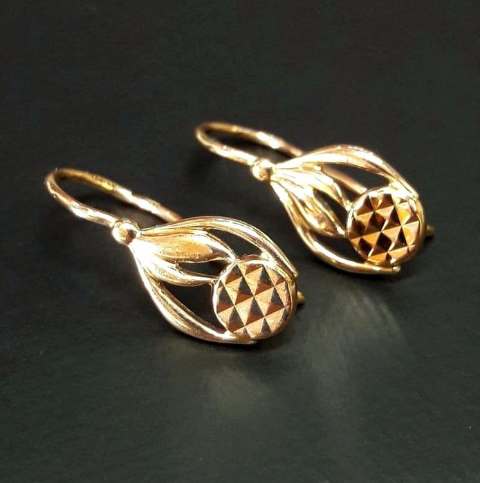 Золотые серьги 583 пробы Ананасики