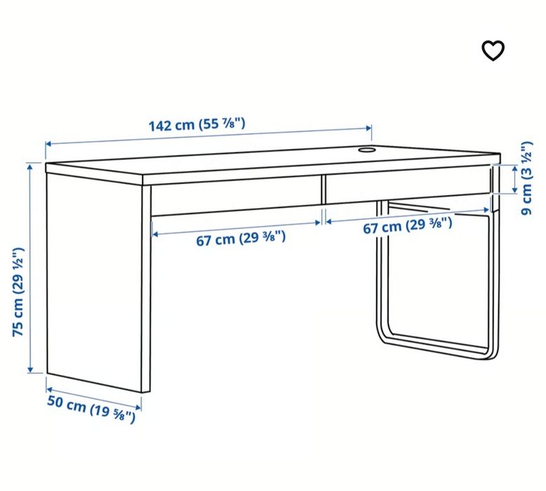 Birou alb Ikea  142x75x50