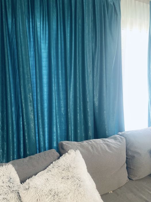 2бр готови завеси в тюркоаз+ подарък 2 деко възглавнички
