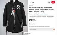 Off-White  Parka Hoodie Winter Jacket Made in Italy  1.500$ Rrp Noua