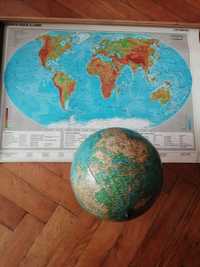 Glob pamantesc + harta fizica a lumii