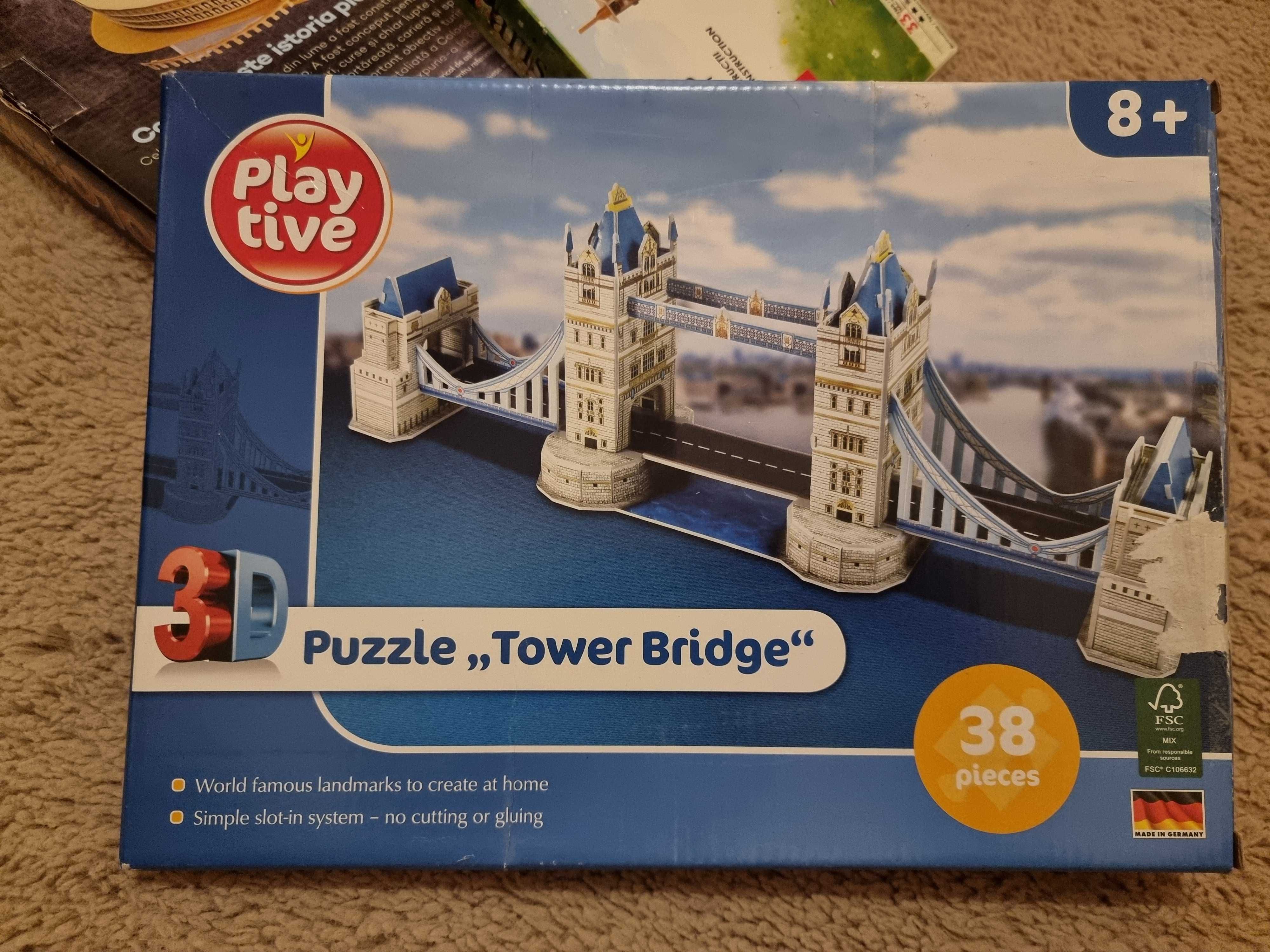 Lot 3 puzzle 3D, Tower Bridge, Colosseum si Paris