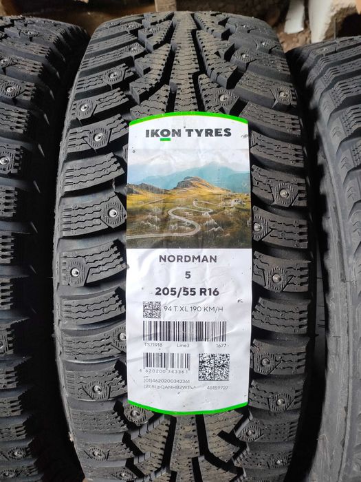 Шины Ikon Tyres, Nordman 5, 205х55х16 шипованная, новая.