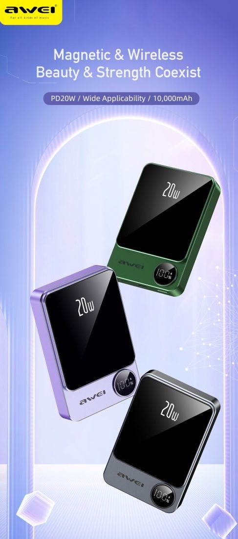 Awei P39K Magnetic Wireless Mini Power Bank 10000mAh For iPhone 13/14