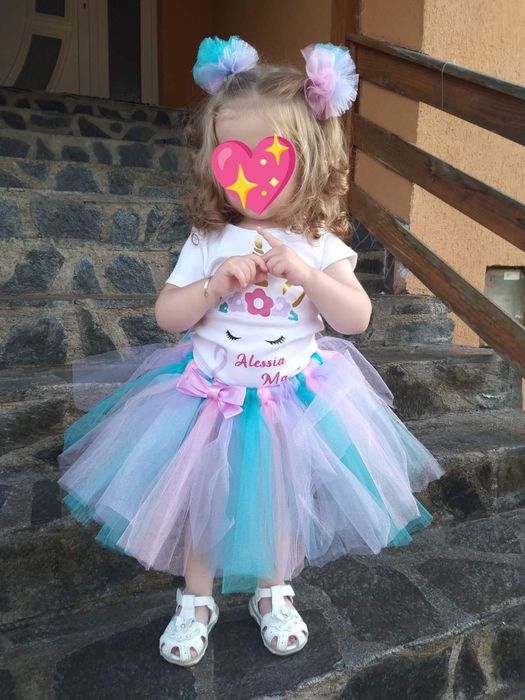 Set Aniversar Fustita Tutu body Tricou Personalizat rochita Aniversara