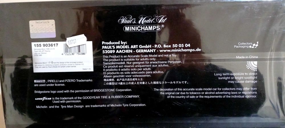 Mercedes 190 E 2.5 -16 Evo 1  1:18  MINICHAMPS