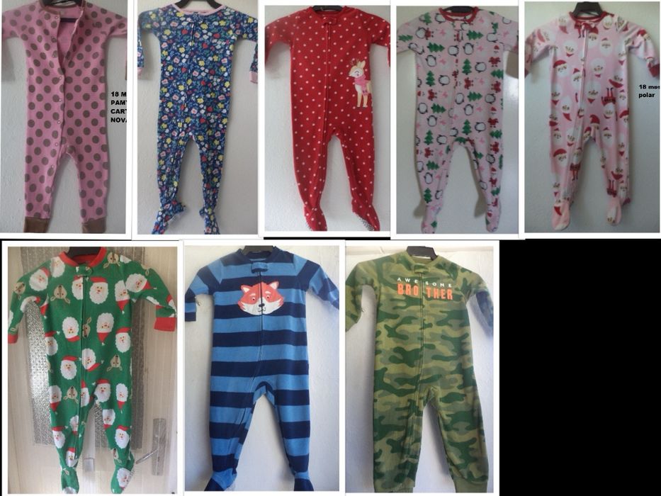 Лот от памучни и поларени пижамки за  18 месеца