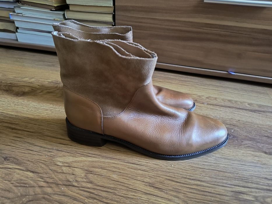 Massimo dutti нови боти 40 номер естествена кожа