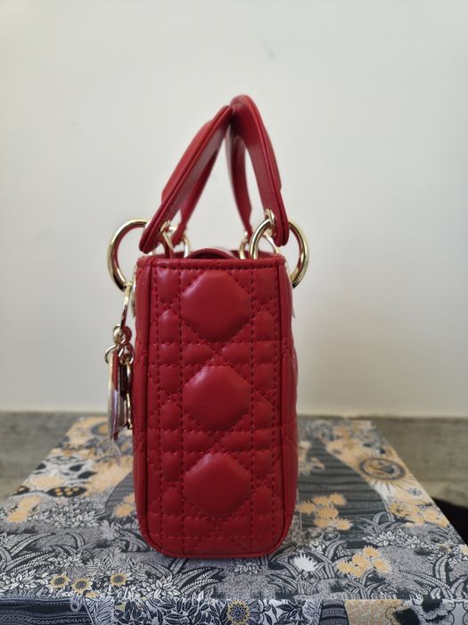 Lady Dior Mini Red Gold Hardware